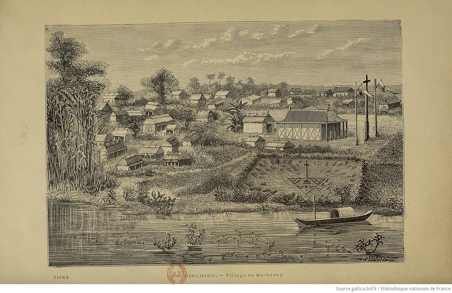 Bản khắc gỗ làng Ba Giồng — Village de Ba-Giong, 1882 — Gallica BnF